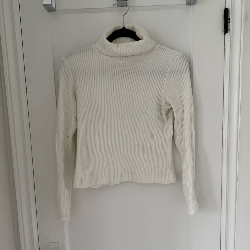 Club Monaco Ivory Ribbed Knit Top